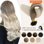 Full Shine U Tip Hair Extensions Fusion Hair Balayage Color 40-50g Keratin Glue Beads Prebonded Human Hair Extensiones