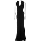 Elegant Solid Off Shoulder Bridesmaid Dresses Fashion Women Halter Slim Evening Dress Sexy Strapless High Waist Tight Long Dress