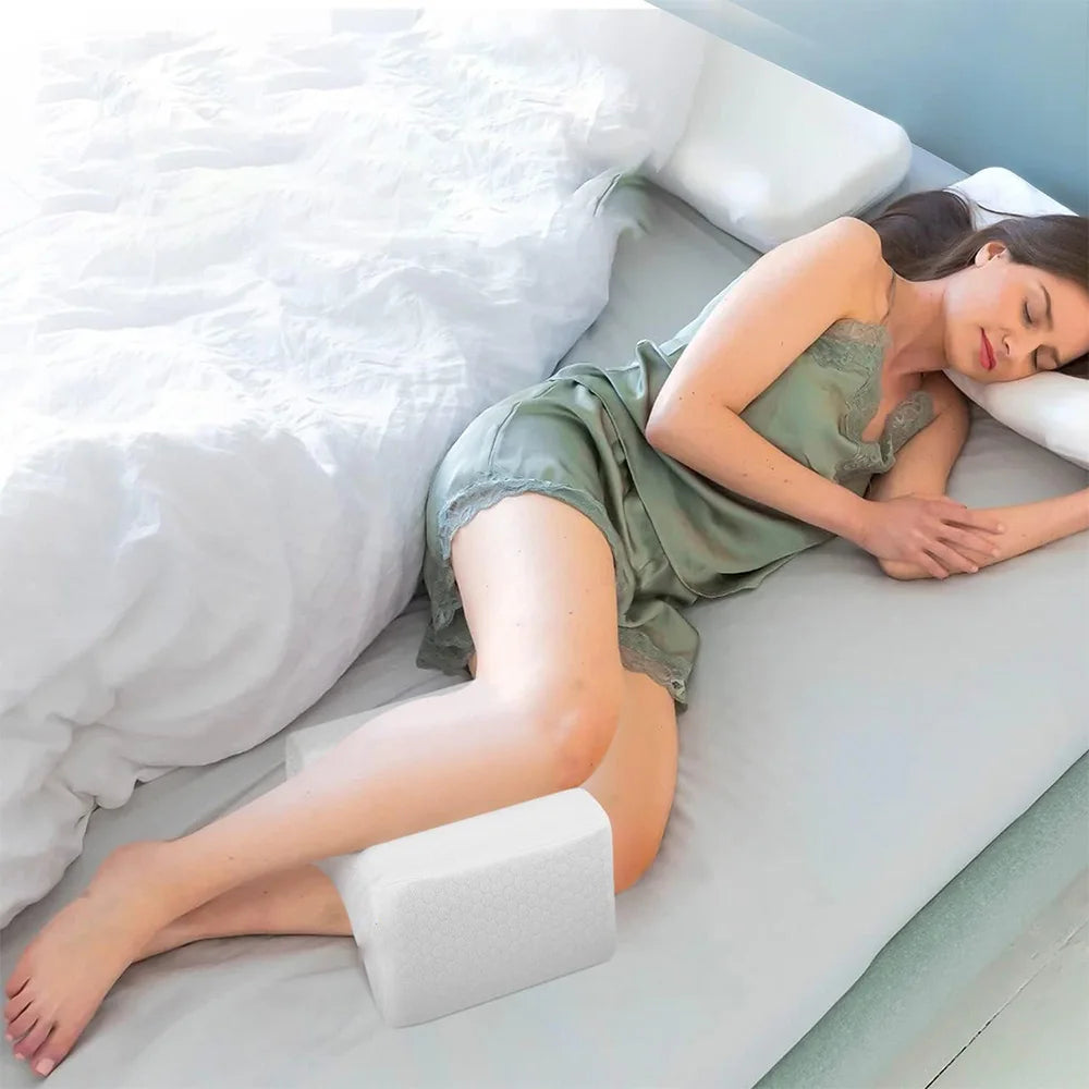 Leg Pillow, Side Pillow, Memory Foam Knee Pillow with Side Sleeping Belt, Leg Knee Pillow with Removable and Washable Cover