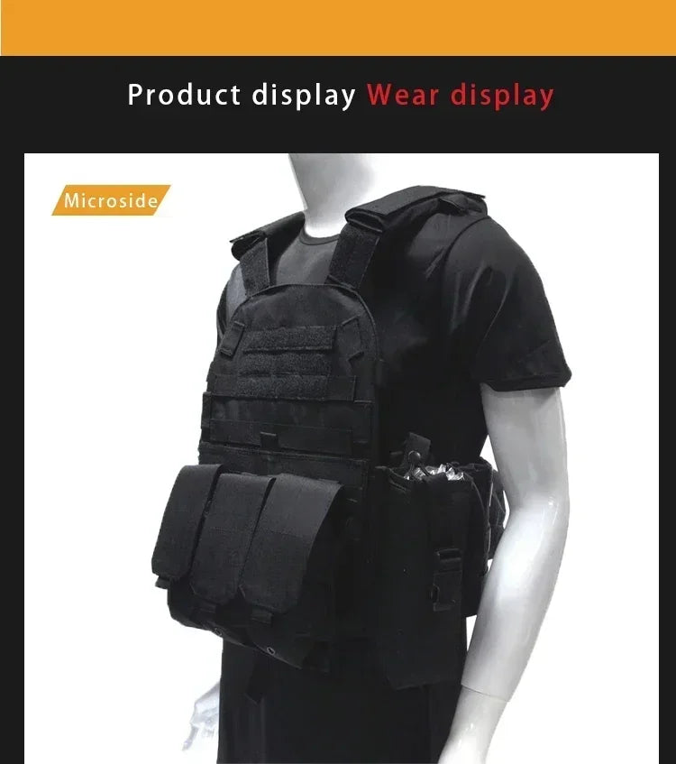 Military Tactical Vest Body Armor Combat Army CS Gear Hunting Plate Carrier Airsoft Accessories Wargame Pouch Molle Vest