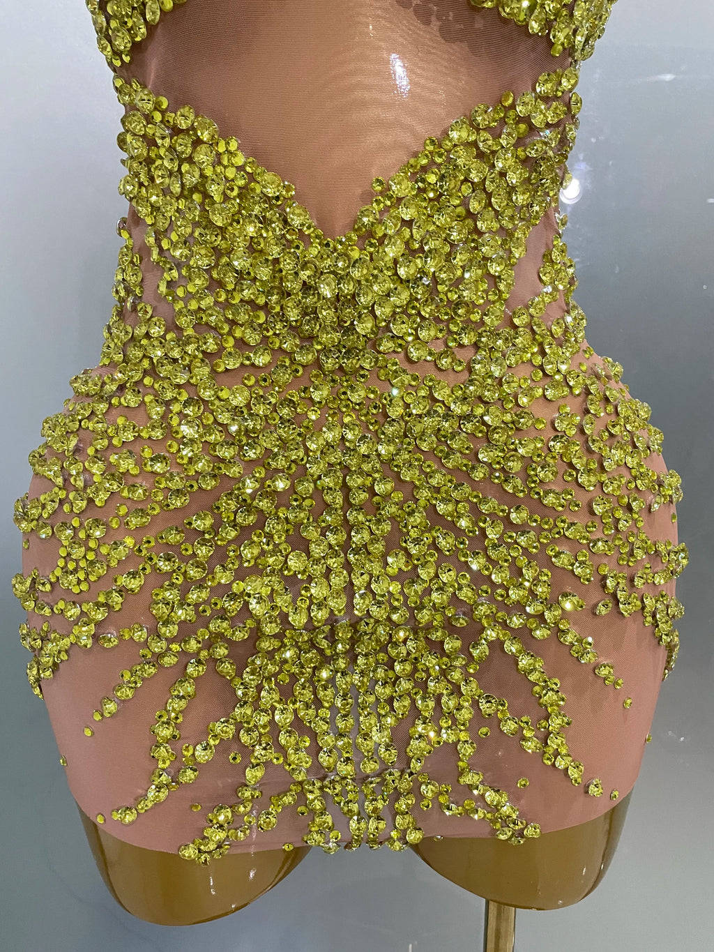 STOCK Sparkly Rhinestones Sexy Mesh See Through Dress Party Evening Prom Celebrate Birthday Dress Singer Dancer Show Stage Wear