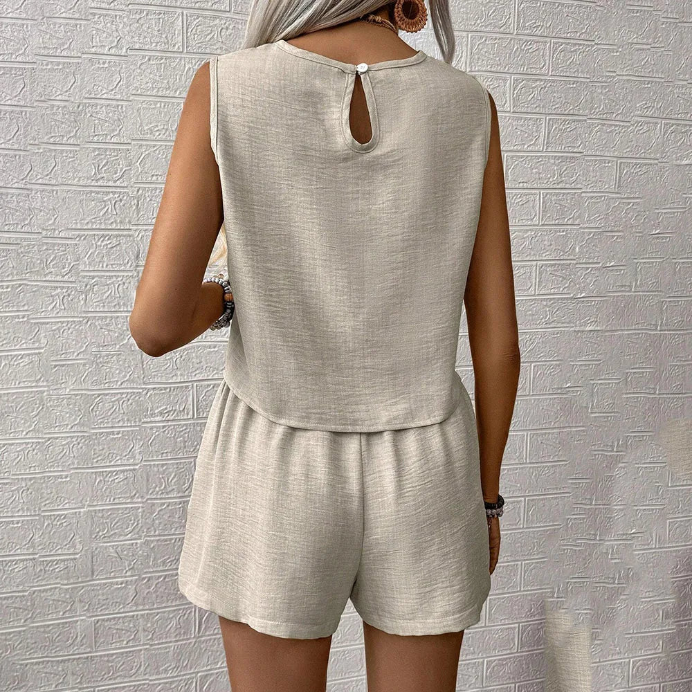 Summer Shorts Sets Women 2026 Fashion Sleeveless Loose Tank Tops And Short Pants Two Piece Sets Women Outfit Casual Femme Suit Secondary image