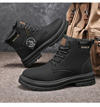 Classic Men High Top Boots High Quality Yellow Leather Boots Fashion Outdoor Sneakers Men Lace Up Non-Slip Ankle Boots for Men