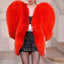2025 Women Winter Furry Red Heart Faux Fur Coat Female Plus Size Sleeveless Plush Jacket Lady Large Loose Warm Fluffy Cardigan