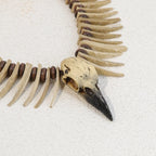 1 piece of vintage Viking crow skull coconut shell necklace - resin animal shaped irregular long teeth, Gothic style jewelry,