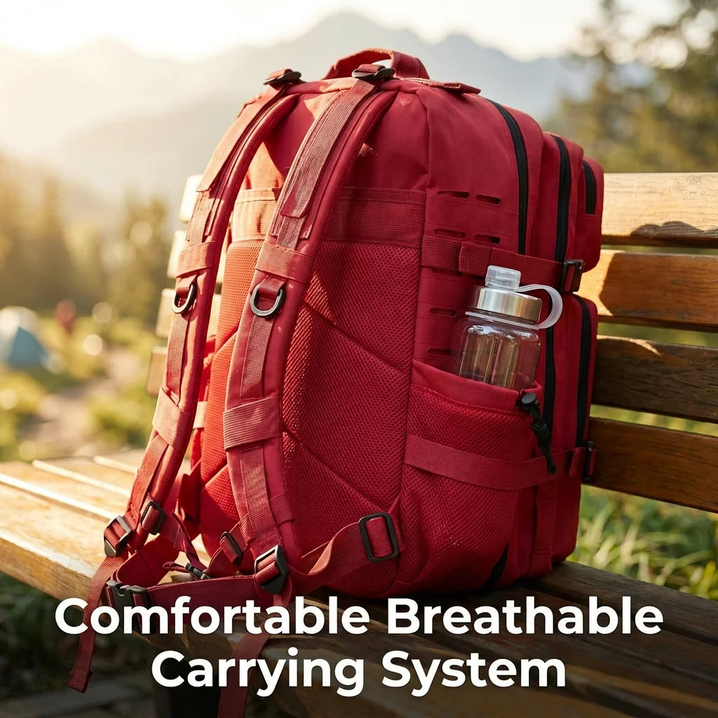 45L Large Capacity Tactical Hunting Backpack For Men With MOLLE Webbing System Dual Cup Holders Outdoor Survival Hiking Camping Rucksack For Wilderness Trip Travel Daily Work Commute Outdoor Camping Activities Gear Storage Ba