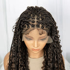 32inch Synthetic Boho Knotless Braided Wigs for Black Women Bohemian Box Braids Wigs Lace Front Braided Lace Wigs with Baby Hair