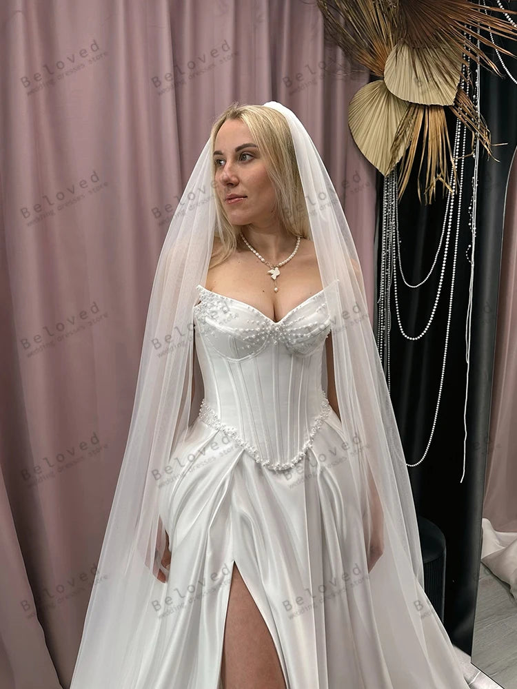 Modern Wedding Dresses Satin Bridal Gowns Elegant Robes For Formal Party Sexy High Slit Dress Vestidos De Novia Customized 2026