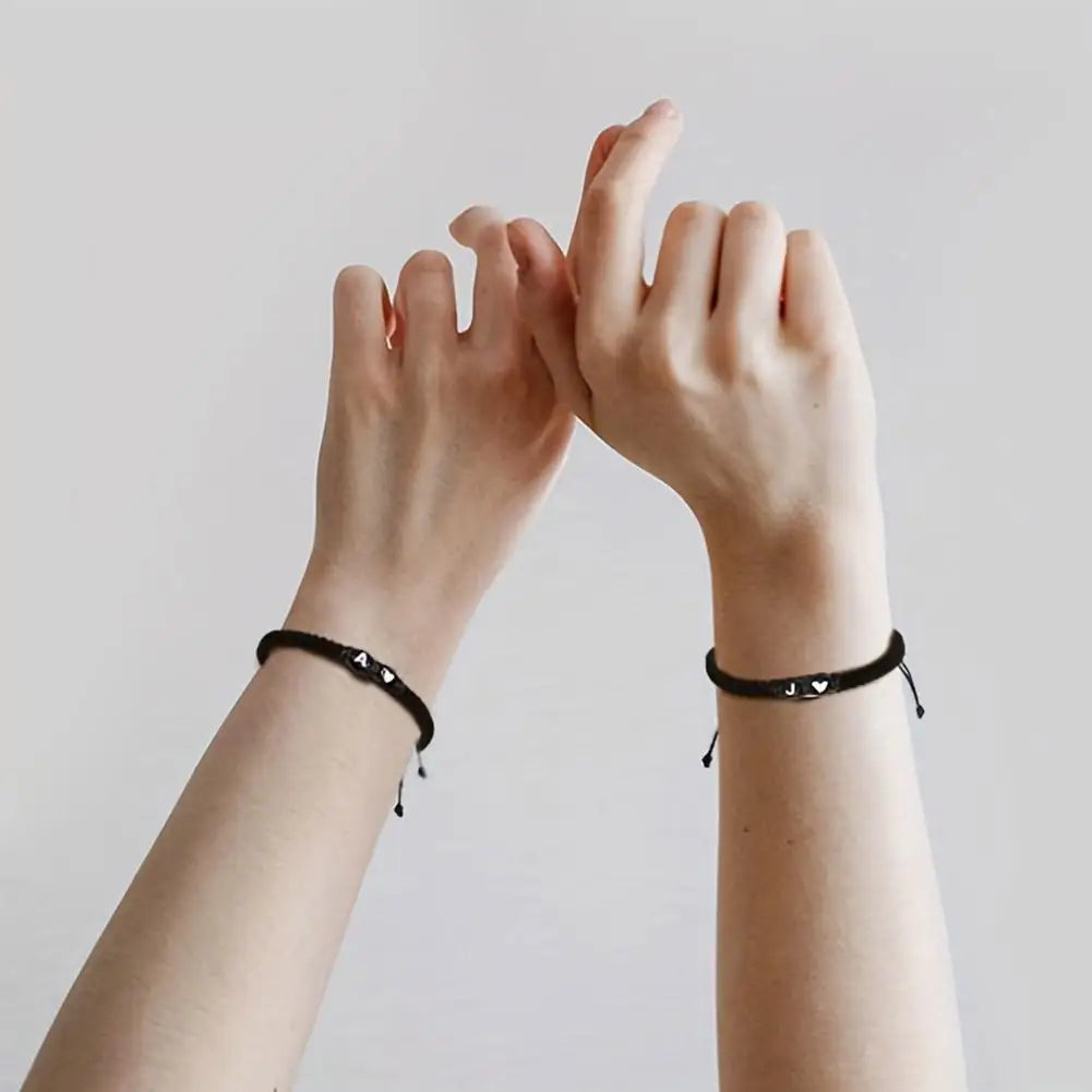 26 Letters Initial Heart Bracelets Handmade Adjustable A-Z Name Braided Bracelets For Women Men Friendship Jewelry Gifts Secondary image