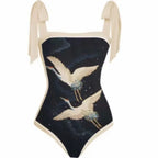 Fashion Women Cover Swimsuit Retro Print Gorgeous One-Piece Suit with Swimwear Beach Casual Swimwear Skirt That Wraps Hips