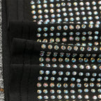 Sparkly Rhinestones Party Club Birthday Outfits for Women Two Piece Set Halter V-neck Crop Top and Mini Skirt Matching Sets