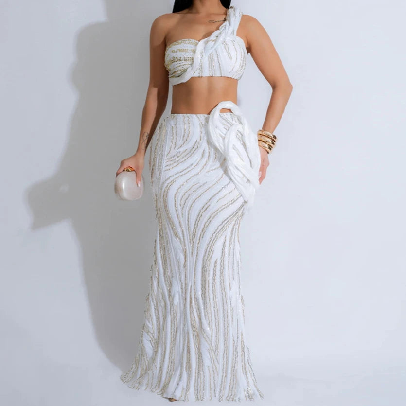 Sexy One-shoulder Long Summer Dress Sequin Birthday Holiday Elegant Party Evening Dresses Luxury Womens Prom Dresses XSY29