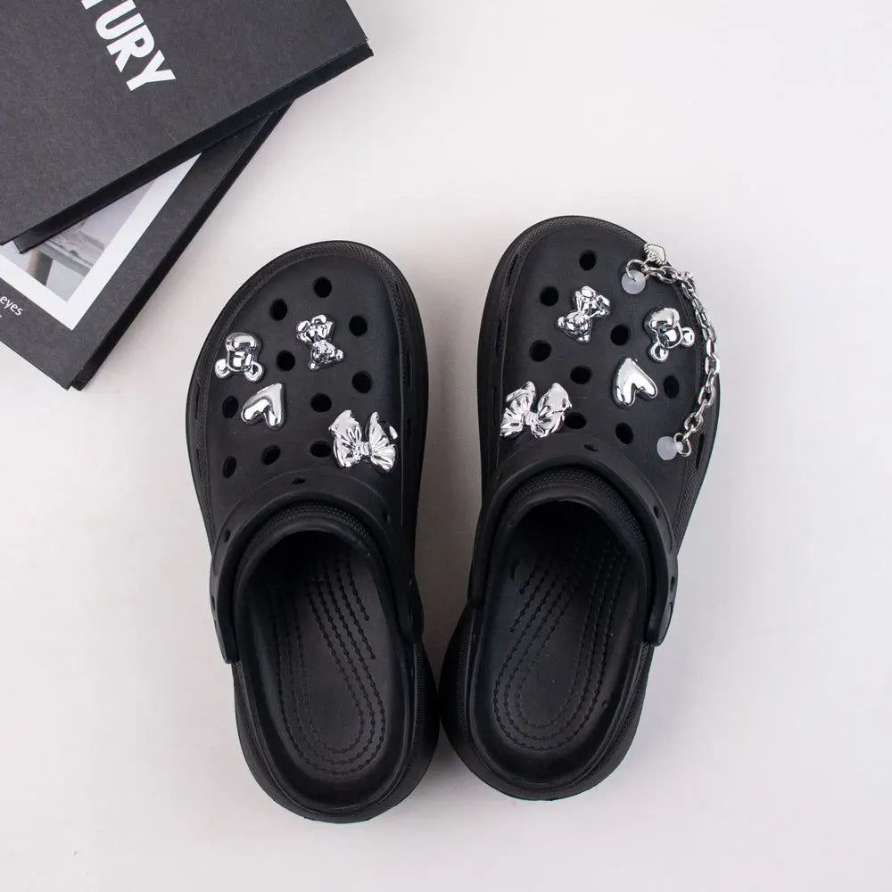 9PCS Summer Fashion Shoe Charms DIY Acrylic Butterfly Cartoon Bear Decoration Buckle for Clogs Shoe Charm Accessories