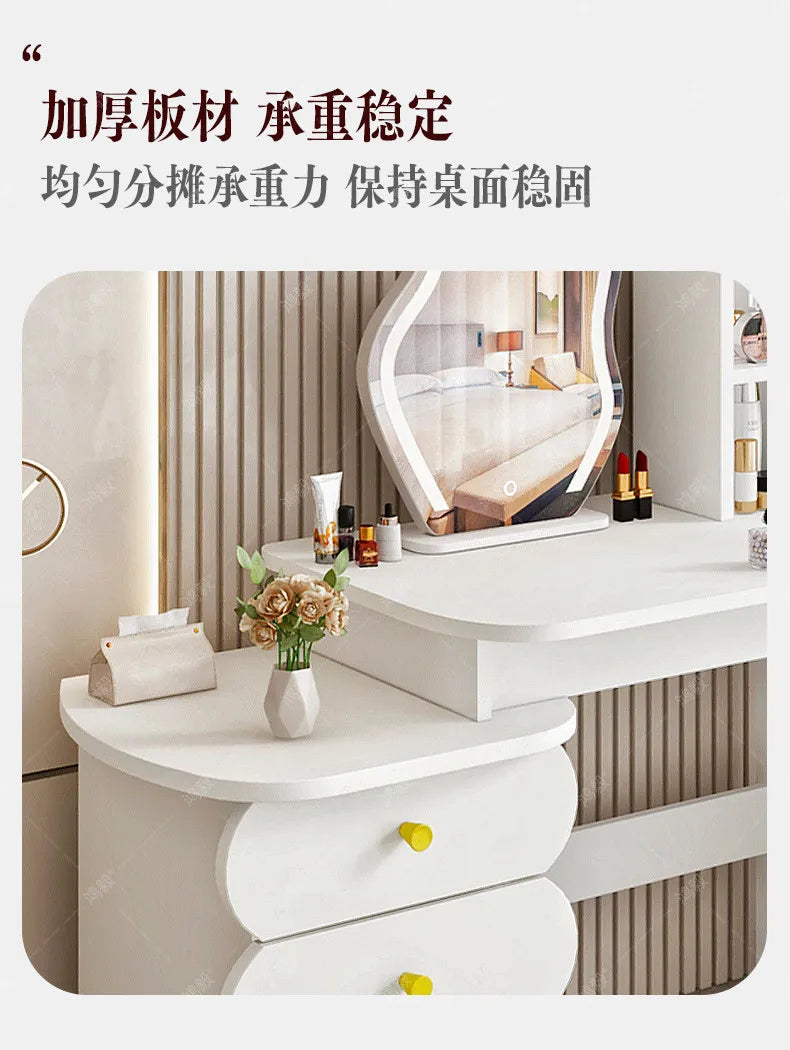Bedroom Mirror Dressing Table Desk White Drawers Light Makeup Vanity Wood Room Penteadeira Com Espelho Dresser Furniture