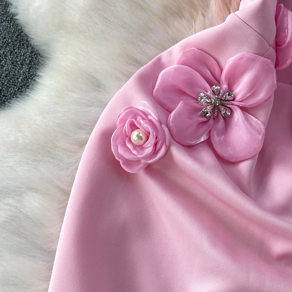 Chic vintage floral Three-dimensional Elegant Fairy korean fashion autumn Sundress women clothing