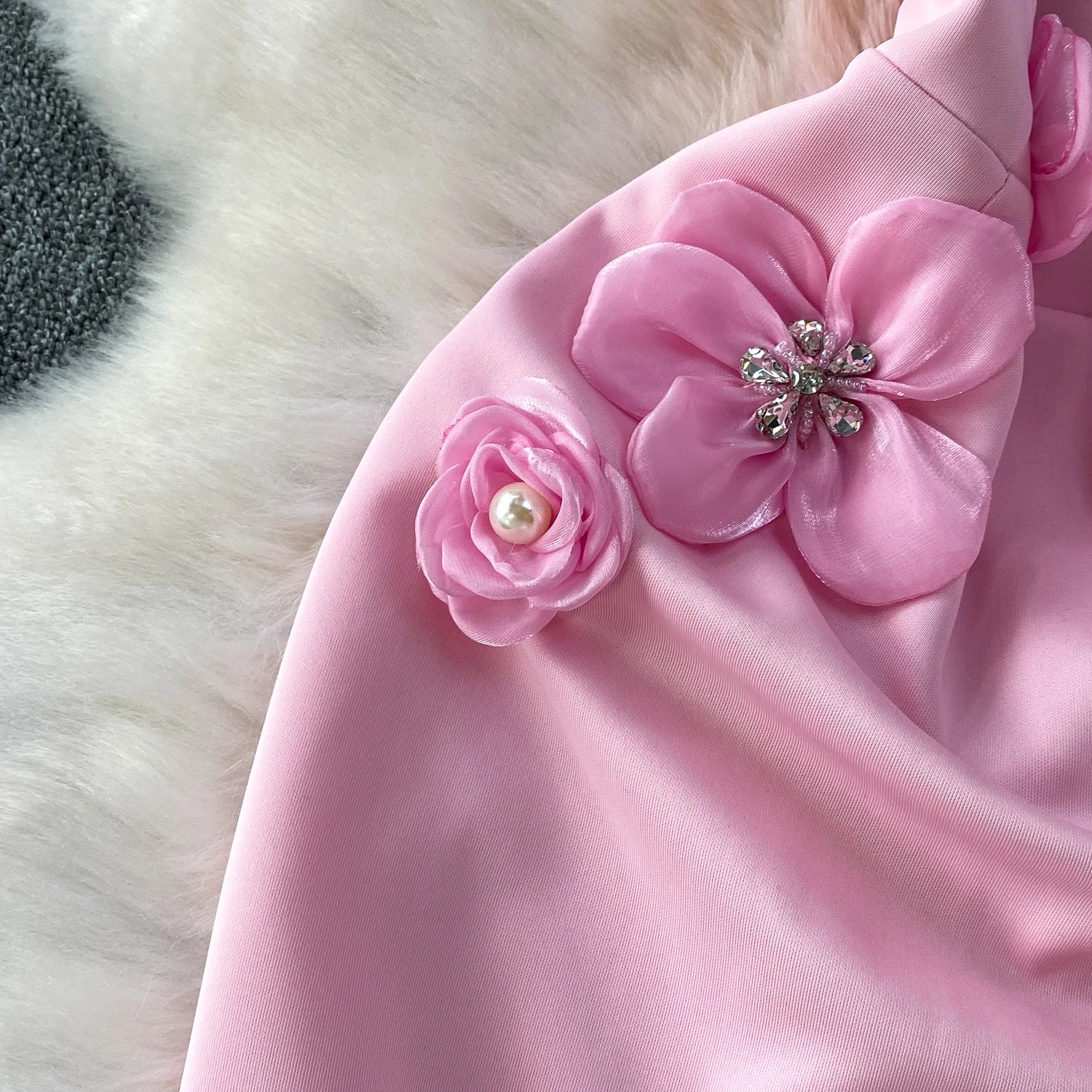 Chic vintage floral Three-dimensional Elegant Fairy korean fashion autumn Sundress women clothing
