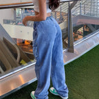 Cargo Pants Jeans Women Streetwear Straight Trousers Multiple Pockets High Waist Vintage Distressed Washed Female Denims 2025