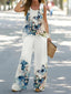 Simple Sleeveless Printed Vest Long Pants Set Women Summer Fashion Round Neck Casual T-Shirt Top Loose Pants Suit Clothes