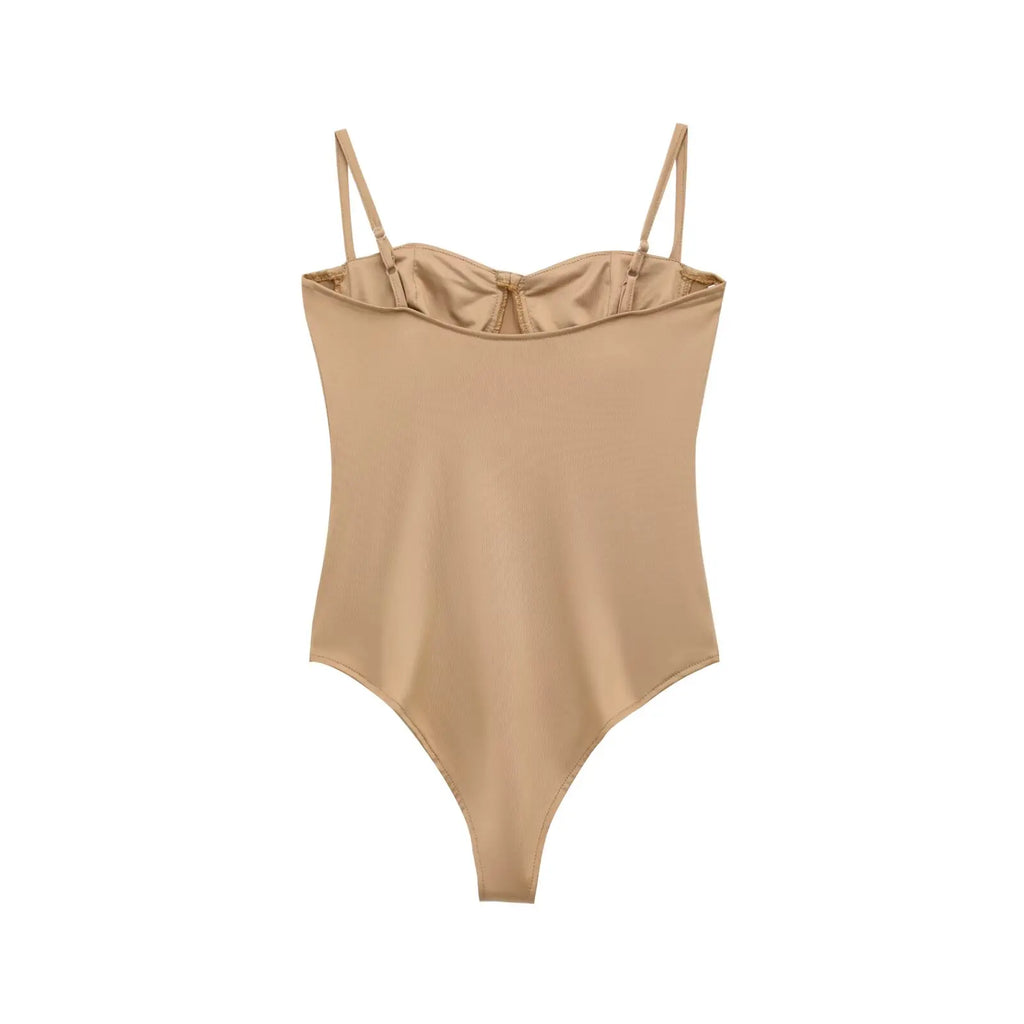 Zevity 2026 Women Sexy Spaghetti Strap Inner Style Beach Wear Bodysuits Ladies Soft Slim Swimsuit Playsuits Mujer Rompers LS9043