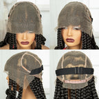 Synthetic Full Lace Bantu Braids Wig with Baby Hair 14Inch Natural Lace Front Braided Wig Handmade Cornrow Braid for Black Women