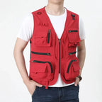 2026 New Men's Vest Tactical Webbed Gear Coat Summer Photographer Waistcoat Tool Many Pocket Mesh Work Sleeveless Jacket Male