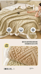 Winter Double Layer Sherpa Blanket Thicken Warmth Blankets for Bed 5D Carved Nap Blanket Quilt Plush Fuzzy Flannel Fleece Quilts
