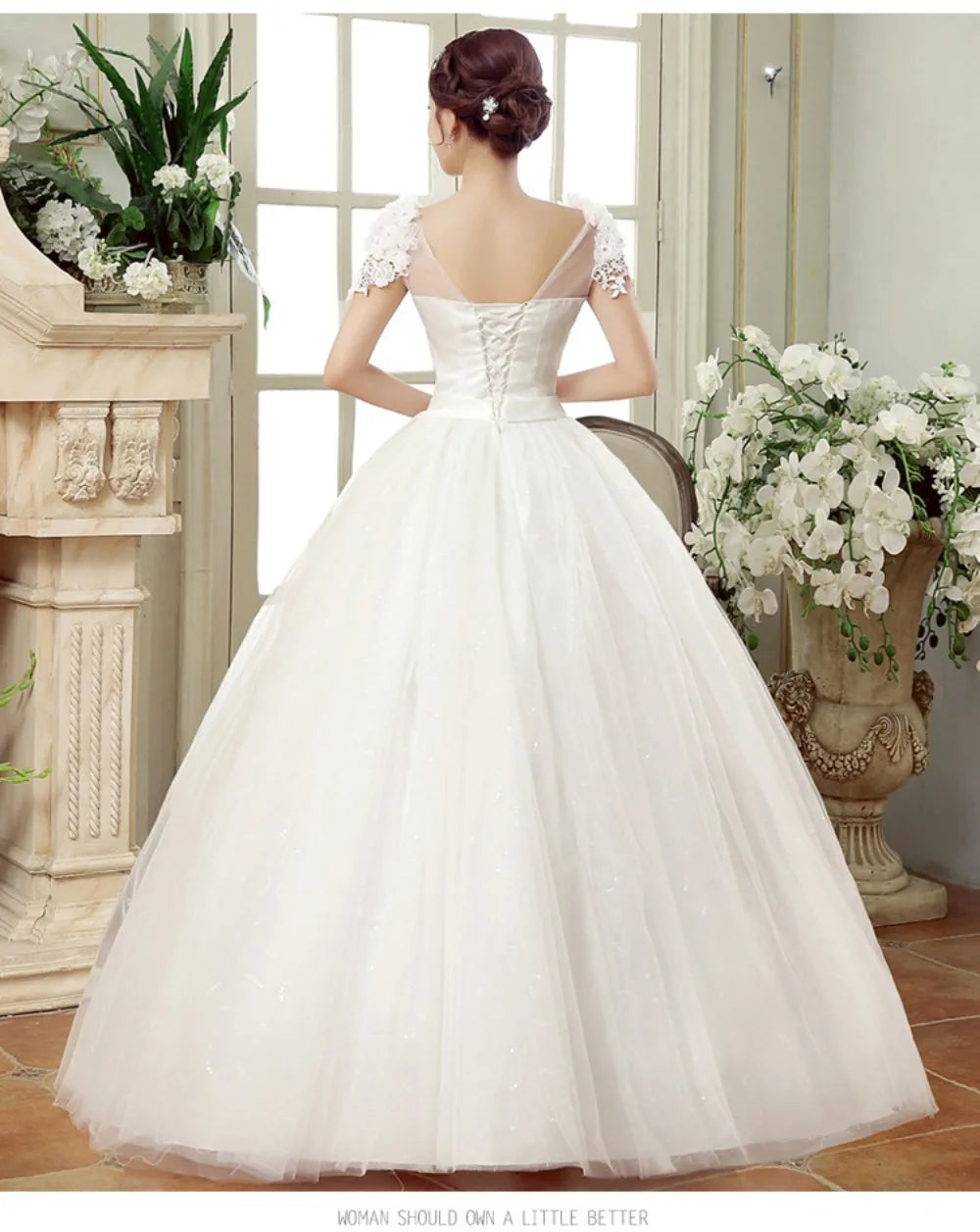 New Plus Size Wedding Dress Slimming Floor-length Back Strap Lace Flower Wedding Dresses for Women White Dress Vestidos De Novia