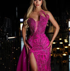 Customized Luxury Mermaid Evening Dress V Neck Appliques Sequins Floor Length Beaded Sparkly Prom Dress Formal Dress For a Special night
