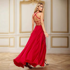 2025 & 2026 New Women's Halter Backless Sexy Slit Evening Dress For Party Banquet Birthday Party And Retro Clothing