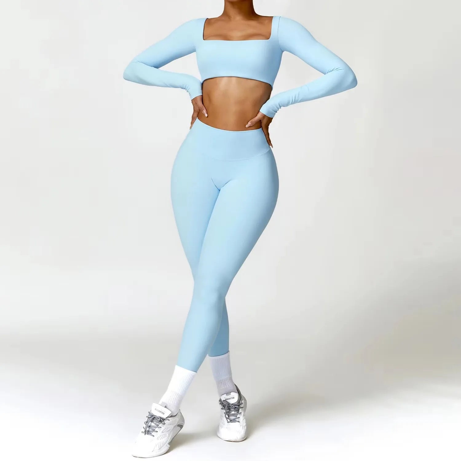 2PCS Yoga Suit Sports Set Women Quick-Drying Gym Set Women Tracksuit Running Workout Long Sleeve Sports Shirt Yoga Clothing Secondary image