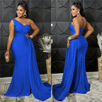 Sexy One Shoulder Elegant Evening Dresses for Women Party Night Mermaid Dress Backless Side Split Bodycon Long Dress Vestidos