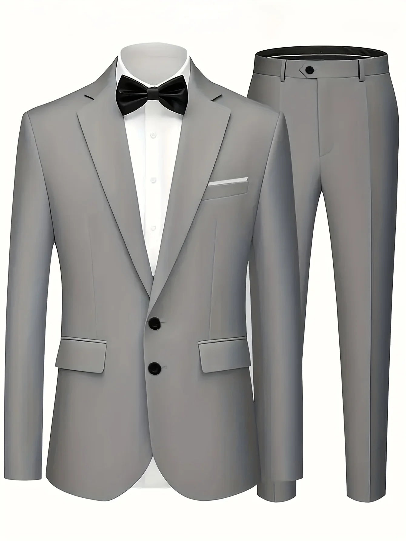Men's Burgundy 2-Piece Suit Set (Blazer + Trousers Only, No Vest Included),Slim Fit Formal Business Wedding Party Jacket & Pants Secondary image