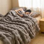 Ultra Soft Luxury Flffy Faux Rabbit Fur Blanket, Thick Winter Warm Throw Blankets, Plush Cozy Bubble Fleece Blankets Home Decor