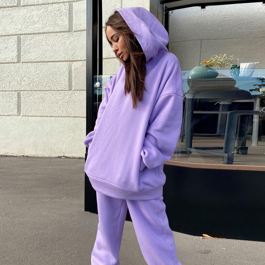 Women Tracksuit Autumn Winter Warm Hoodies Top Suits Casual Hooded Sweatshirts And Jogging Pants Outfits Sweatpants 2 Piece Sets