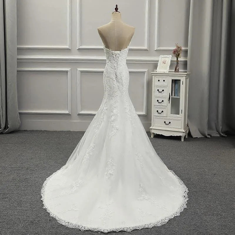 Vestidos Para Mujer Elegantes Para Boda New Strapless Slimming Fishtail Sweet Lace French Light Luxury Bride Light Wedding Dress Secondary image