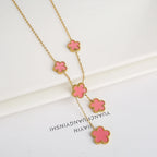 Hot Sale Stainless Steel Laser Five Leaf Flower Petal Adjustable Clover Bracelet Classic for Woman Girl Brand Jewelry Party Gift