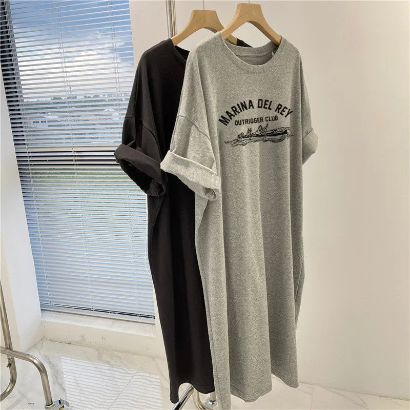 M-4XL Summer Plus Loose Printed Short Sleeve Dress for Women Main image