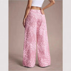2026 New Pink Women's Jeans, Female Leopard-Print Pants for Spring and Fall.