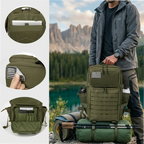 45L Large Capacity Tactical Hunting Backpack For Men With MOLLE Webbing System Dual Cup Holders Outdoor Survival Hiking Camping Rucksack For Wilderness Trip Travel Daily Work Commute Outdoor Camping Activities Gear Storage Ba