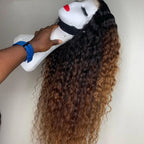 Soft Ombre Brown Kinky Curly 180Density 26Inch Long Lace Front Wig For Black Women With Baby Hair Preplucked Natural Hairline