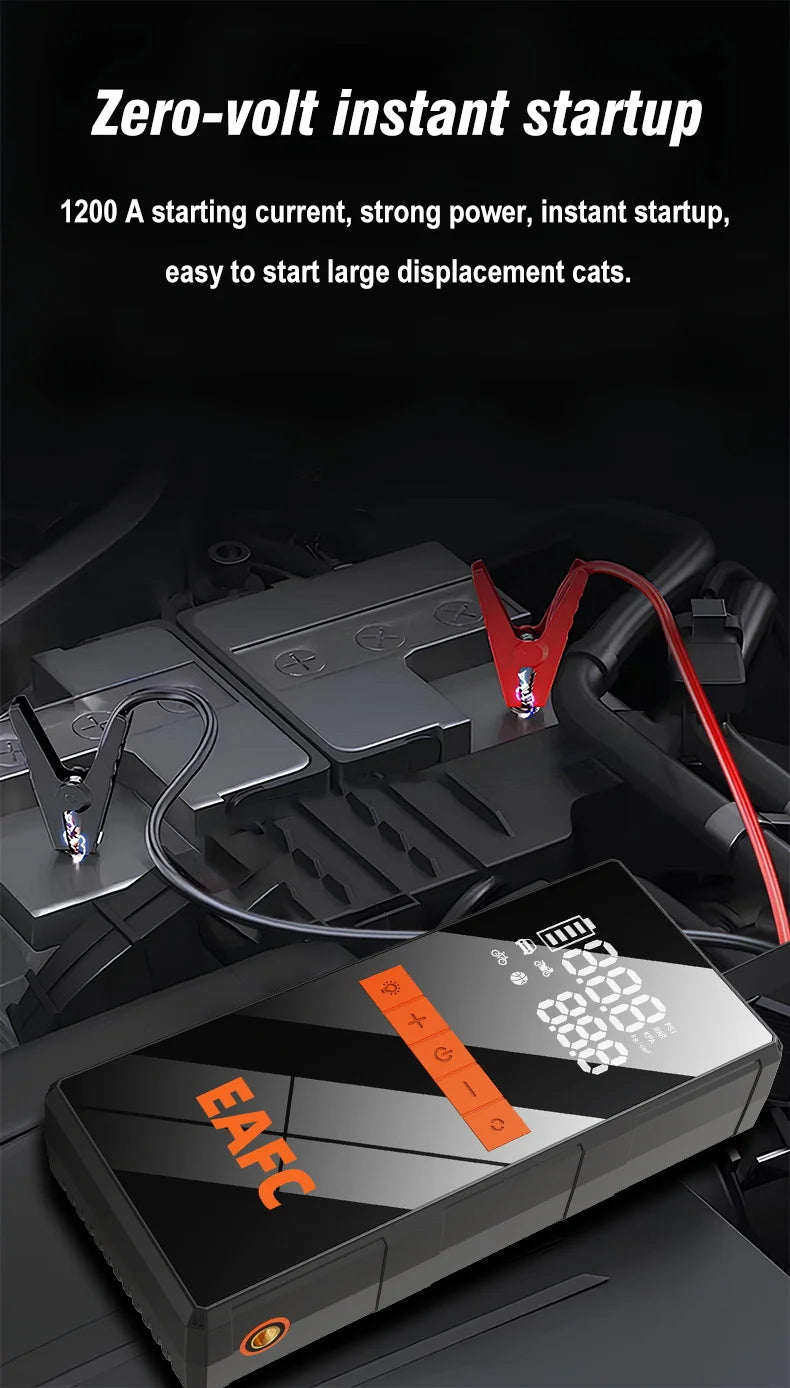 EAFC 1200A Smart Car Jump Starter with 150PSI Air Pump -8000mAh Power Bank  LED Light Smart Inflate for Cars Motorcycles Trucks