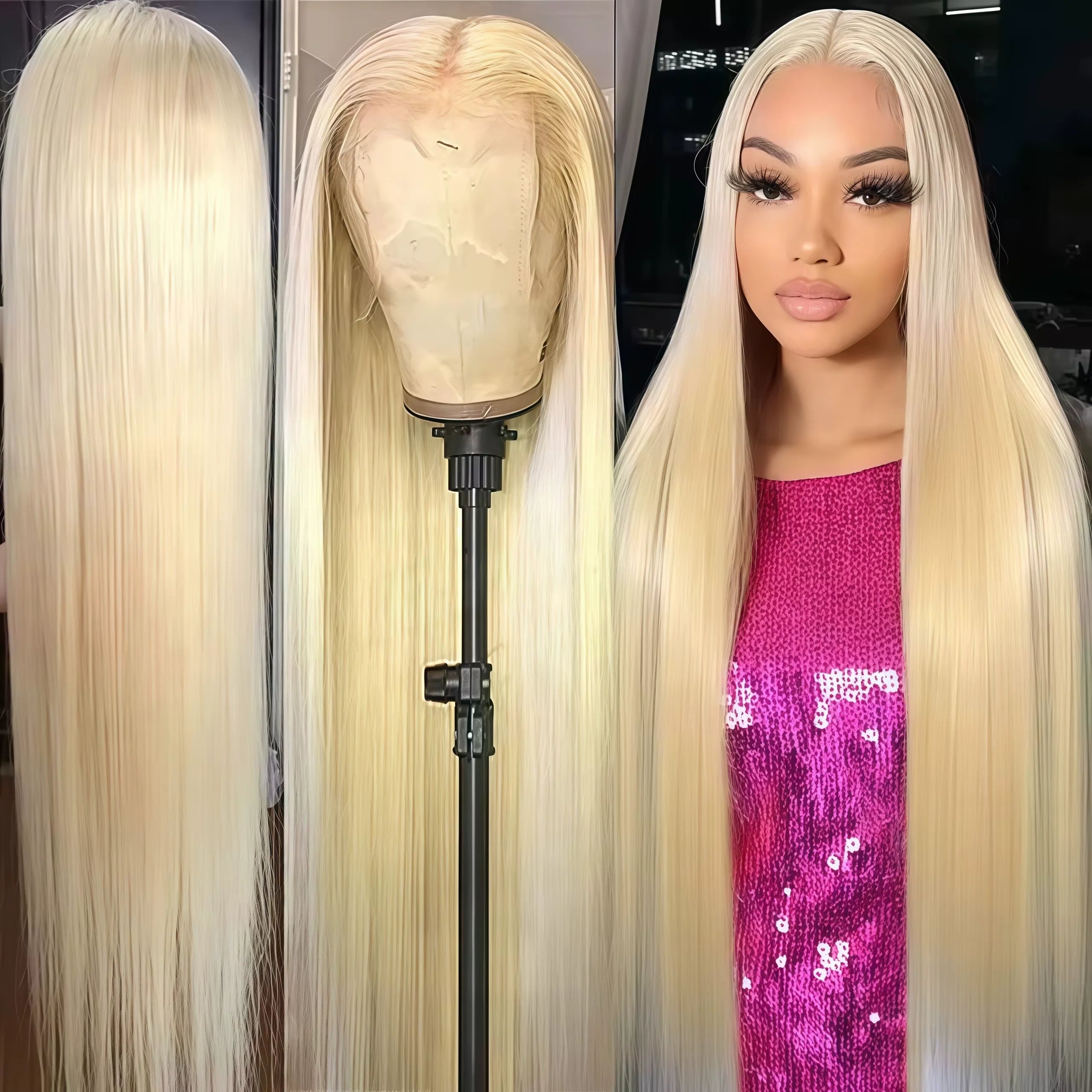 613 HD Transparent Lace Frontal Wig 13x6 Blonde Bone Straight 100% Human Hair Wigs Pre Plucked High Density Brazilian Real Hair Main image