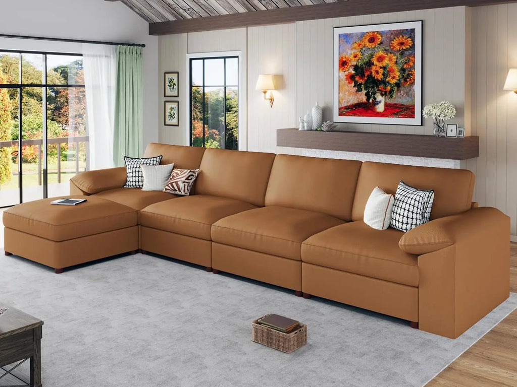 Oversized Modular Sectional Sofa,Leather Sectional Couch with Deep Seat,Extra Large L Shaped Couch, Customized