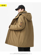Winter new style cotton coat for men 2026 snap-closed hooded jacket neutral style mid-length workwear cotton coat for men