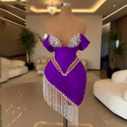 Crystal Ivory Cocktail Gown Pleat Straight Mini Homecoming Prom Dress Birthday Dress Satin Luxury 2026 Blackgirl Customized