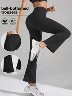 Women's clothing elegant temperament high waist bell bottoms, fashion sports style, breathable materials, bodybuilders must