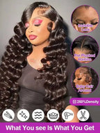 40 42 Inch Loose Deep Wave Frontal Wigs 250% 13x4 13x6 HD Lace Frontal Wigs For Women Remy Loose Deep Curly Human Hair Wigs