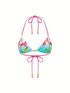 Women's Sexy Triangle Bikini 3 Pieces Set – Printed Summer Beachwear For Casual,Suitable For Easter,Swimsuits For Woman
