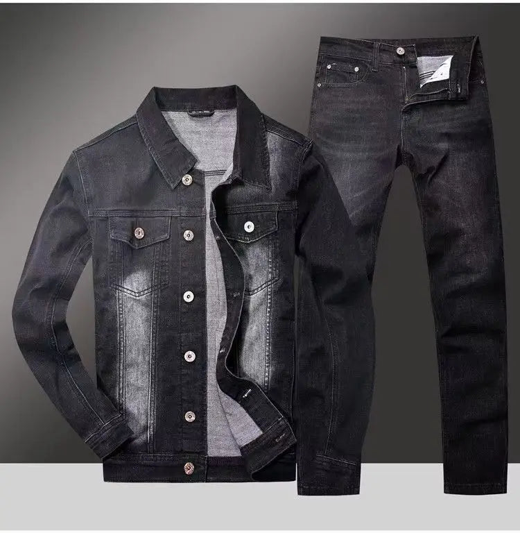 Spring Autumn Men's Denim Suit Loose Korean Trendy Two-Piece Versatile Outerwear Casual Jacket Denim sets Secondary image