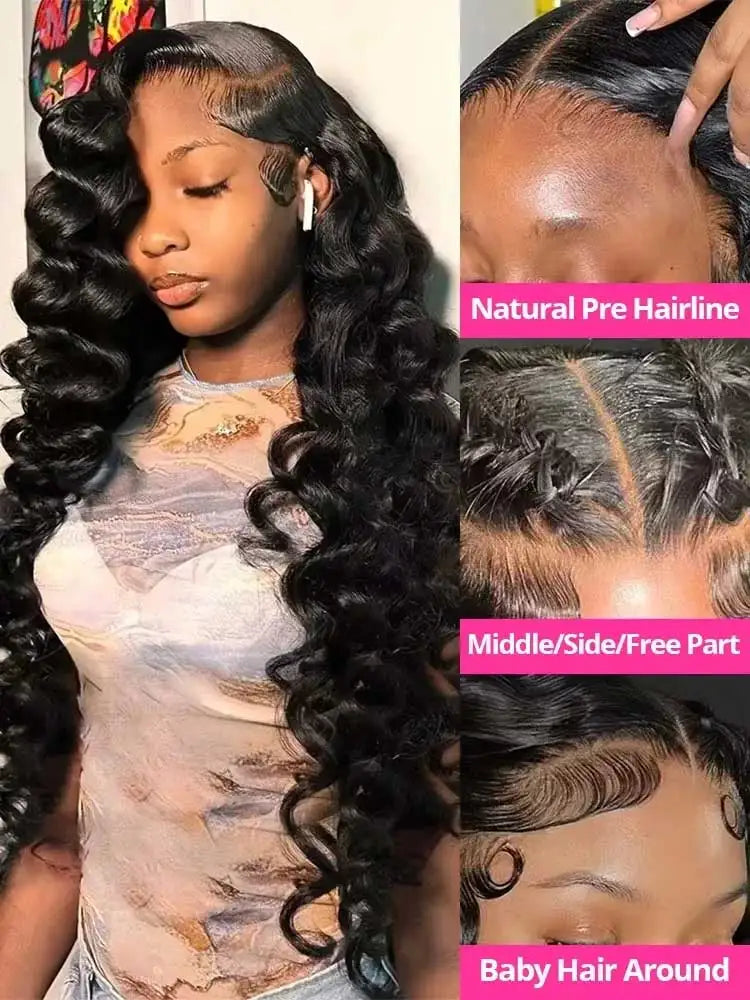 40 42 Inch Loose Deep Wave Frontal Wigs 250% 13x4 13x6 HD Lace Frontal Wigs For Women Remy Loose Deep Curly Human Hair Wigs